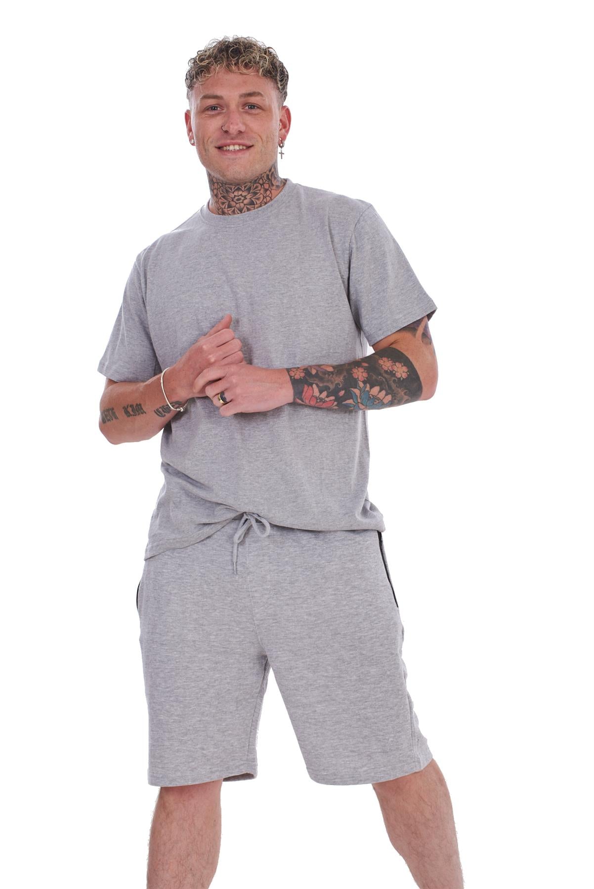 Mens T-Shirt & Shorts Set Summer Lounge Gym Outfit 2 Piece Tracksuit S-XL