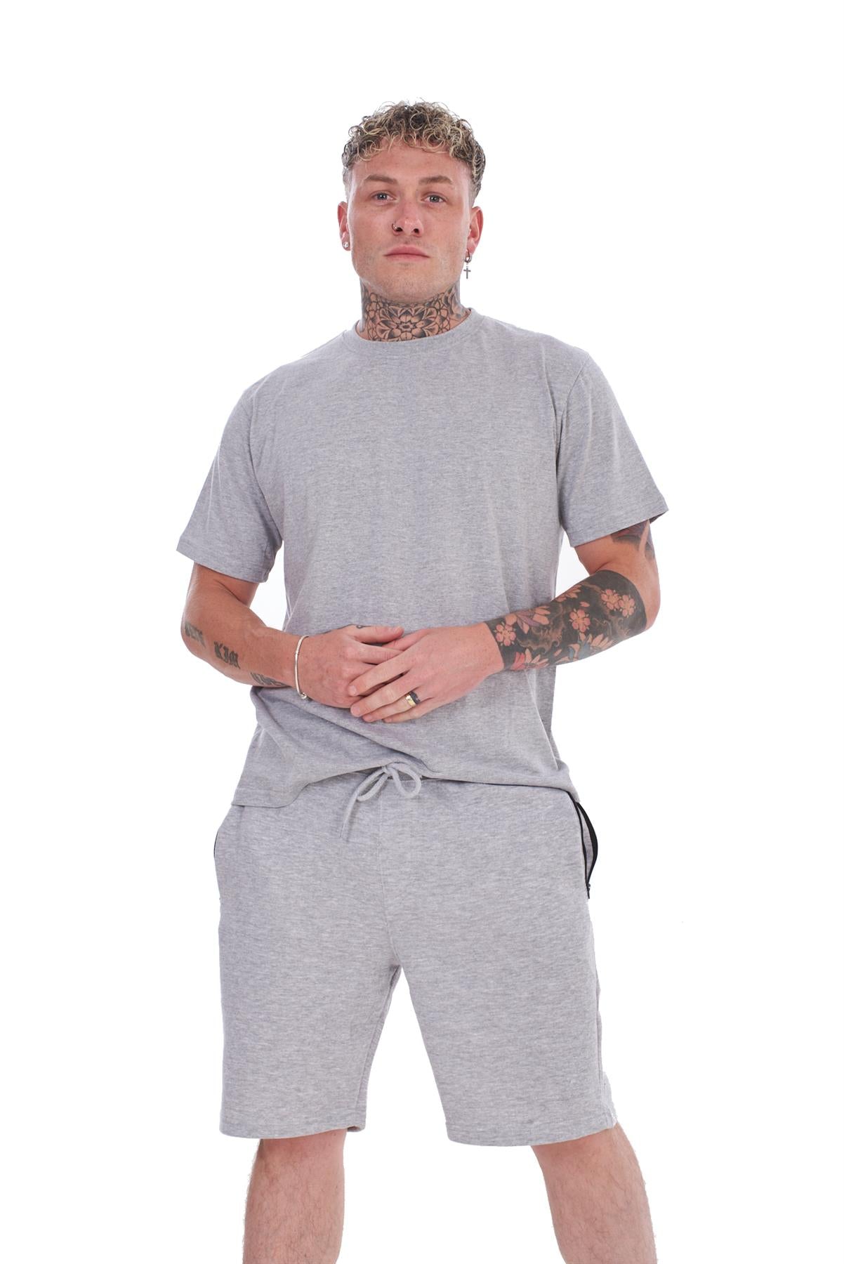 Mens T-Shirt & Shorts Set Summer Lounge Gym Outfit 2 Piece Tracksuit S-XL