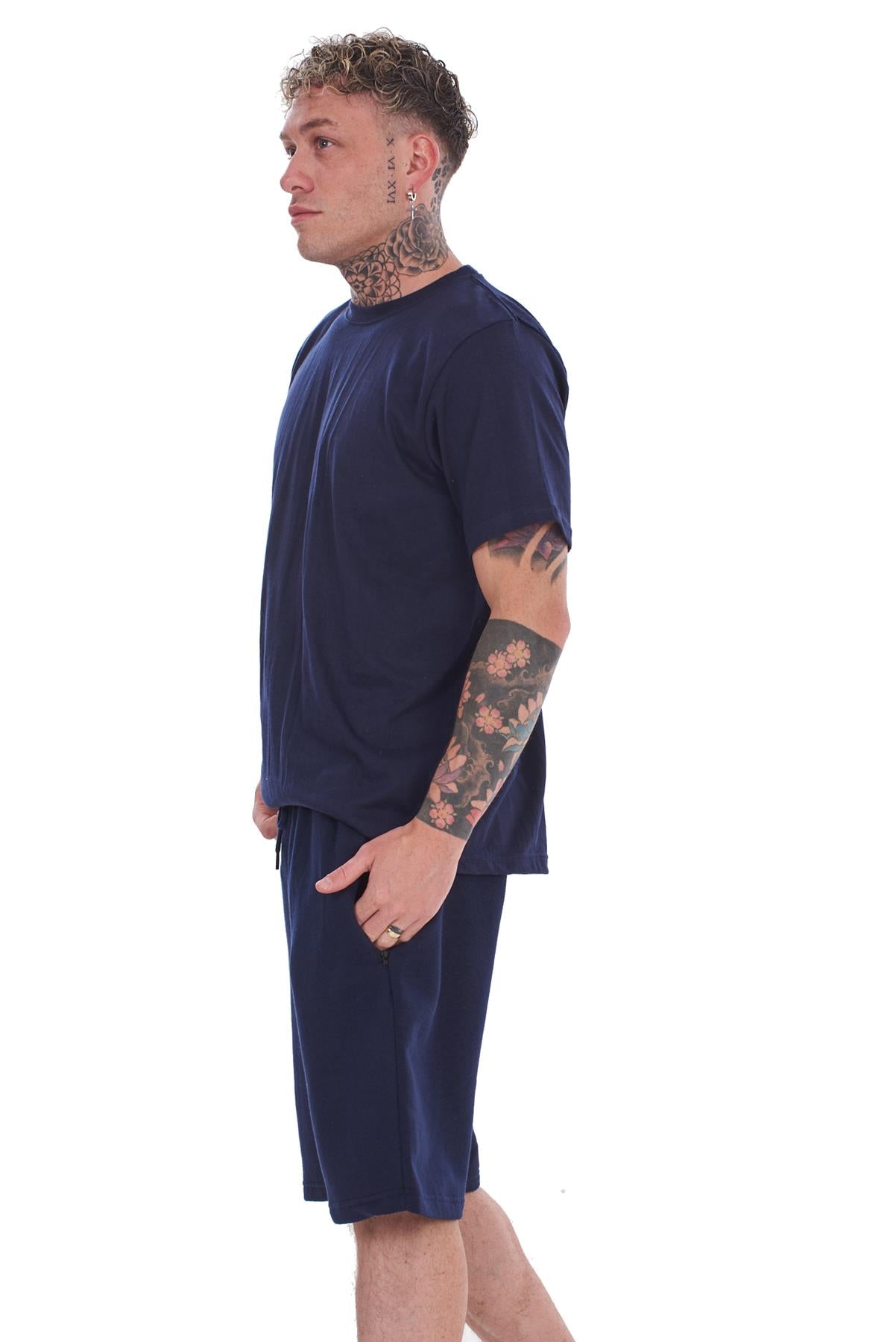 Mens T-Shirt & Shorts Set Summer Lounge Gym Outfit 2 Piece Tracksuit S-XL