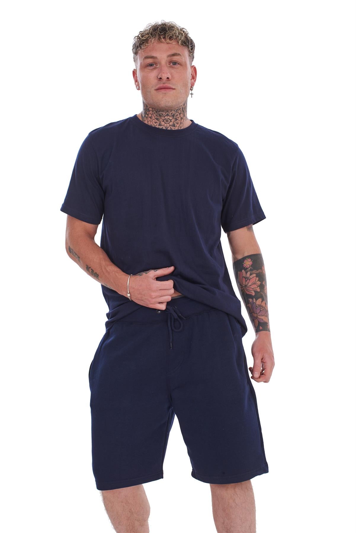 Mens T-Shirt & Shorts Set Summer Lounge Gym Outfit 2 Piece Tracksuit S-XL