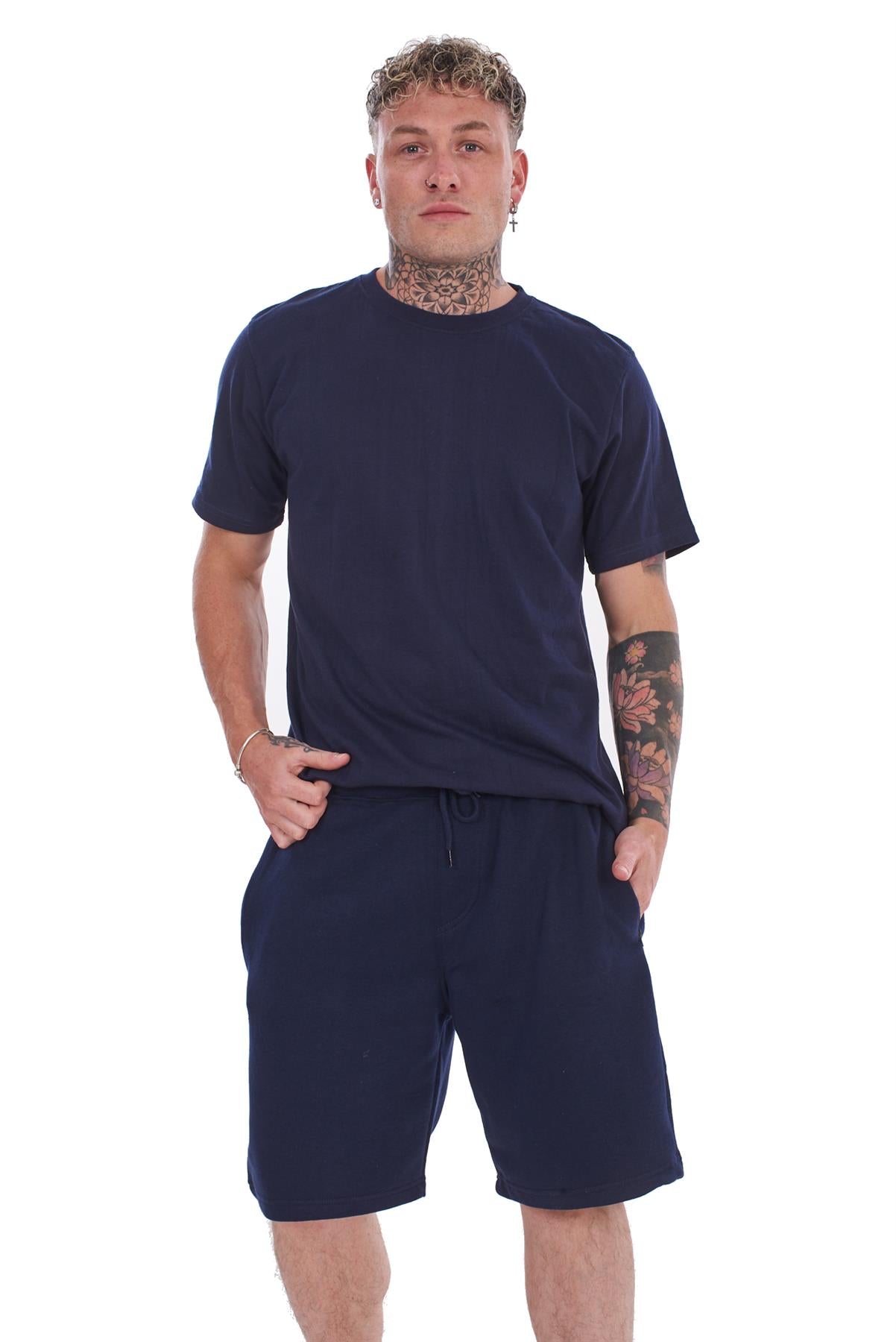 Mens T-Shirt & Shorts Set Summer Lounge Gym Outfit 2 Piece Tracksuit S-XL