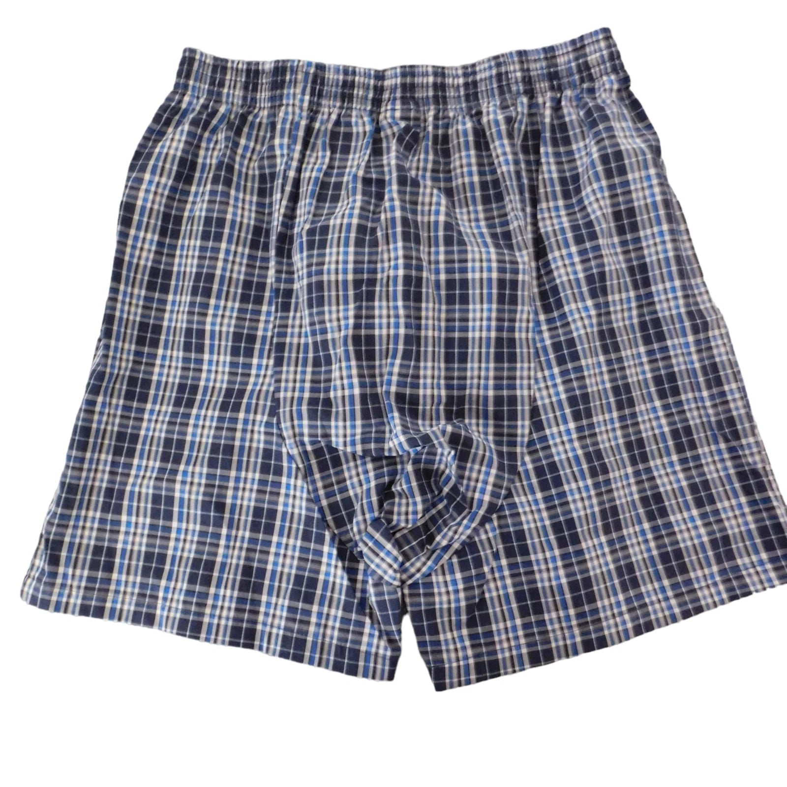 NEW Mens Cotton Pajamas Short Sleeve Shorts Blue Plaid Button Front Size Small