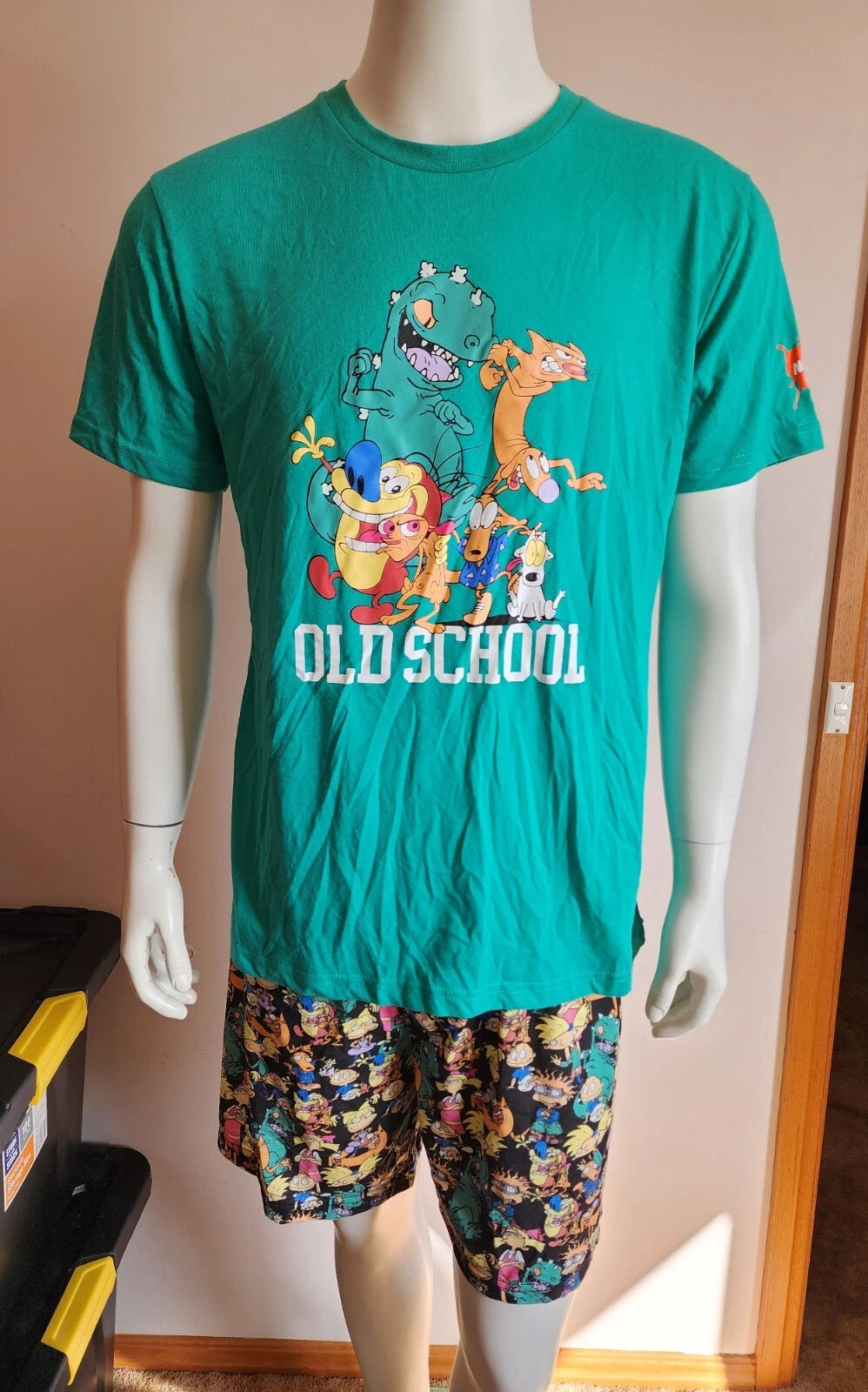 Nickelodeon Mens Old School 90s Cartoons Printed 2 Piece Pyjama Set Size XXL New