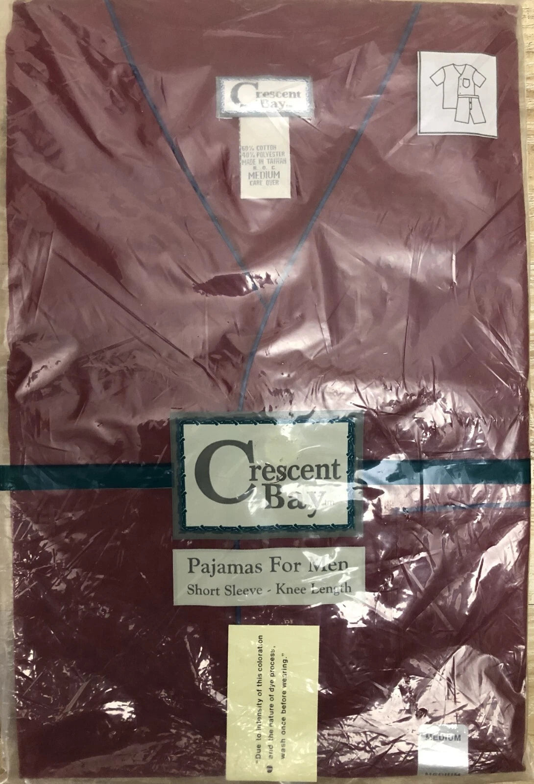 VTG Crescent Bay Men's Pajamas 2 Piece Red Size M Short Sleeve Knee High NIB