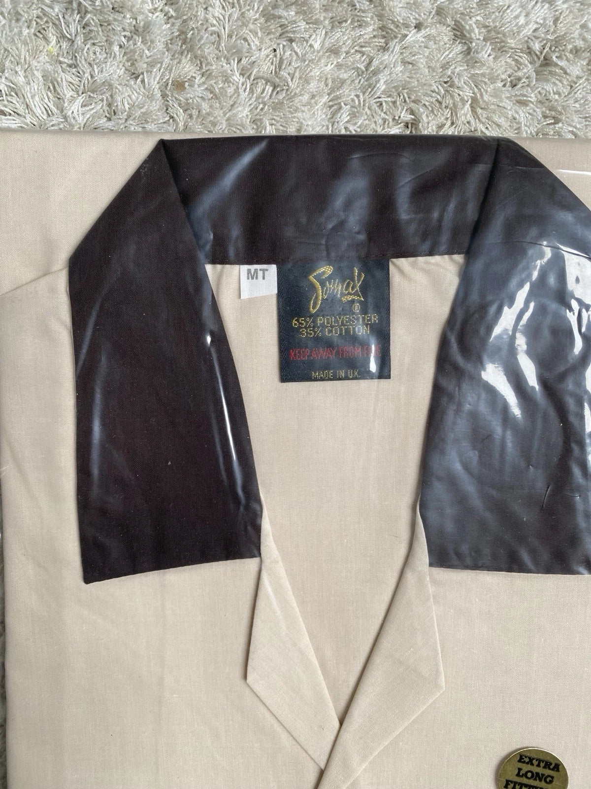 Somax Retro Style Men's Extra Long Fitting Pyjama Set Cream & Brown - Medium