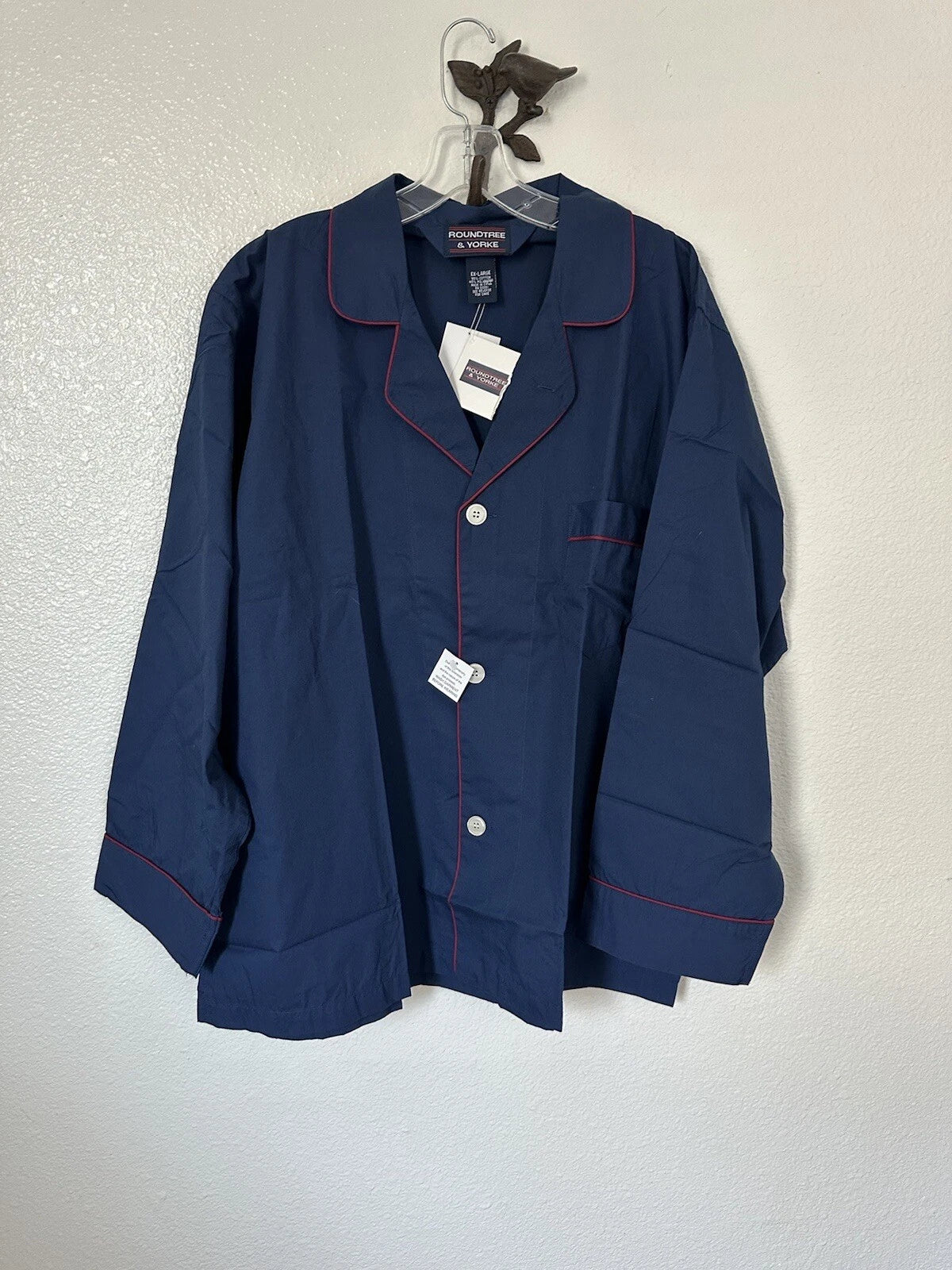 Roundtree & Yorke Long Sleeve Pajama Top & Matching Pajama Pant Set Navy~XL