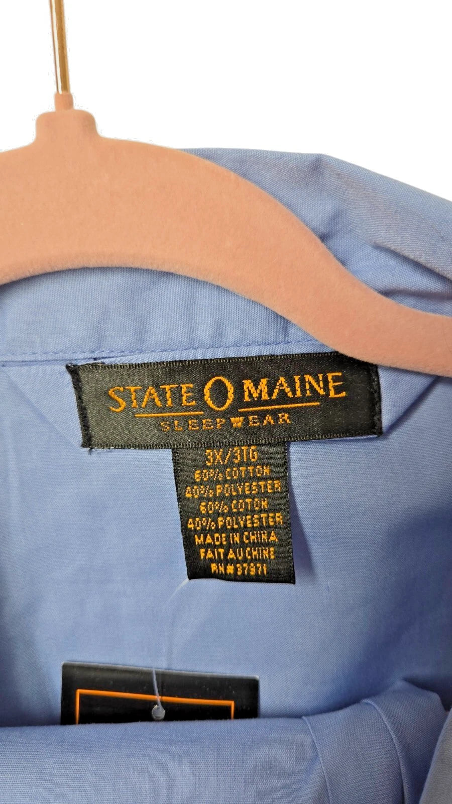 NEW State O Maine Men 3XL Pajama Set Button Front Long Pants Sleeve Blue Cotton