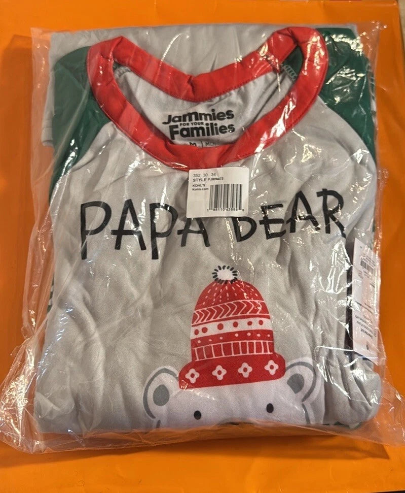 Papa Bear Pajama Set Jogger Style Long Sleeve Men’s Medium Orig $45