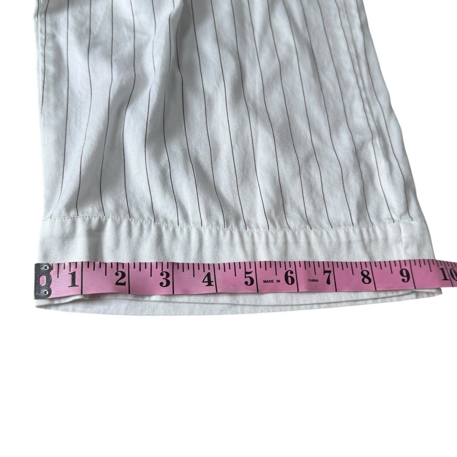 VTG Thomas Pink Pajamas Set M White Pinstripe 100% Cotton 2 Pc Lounge Sleepwear