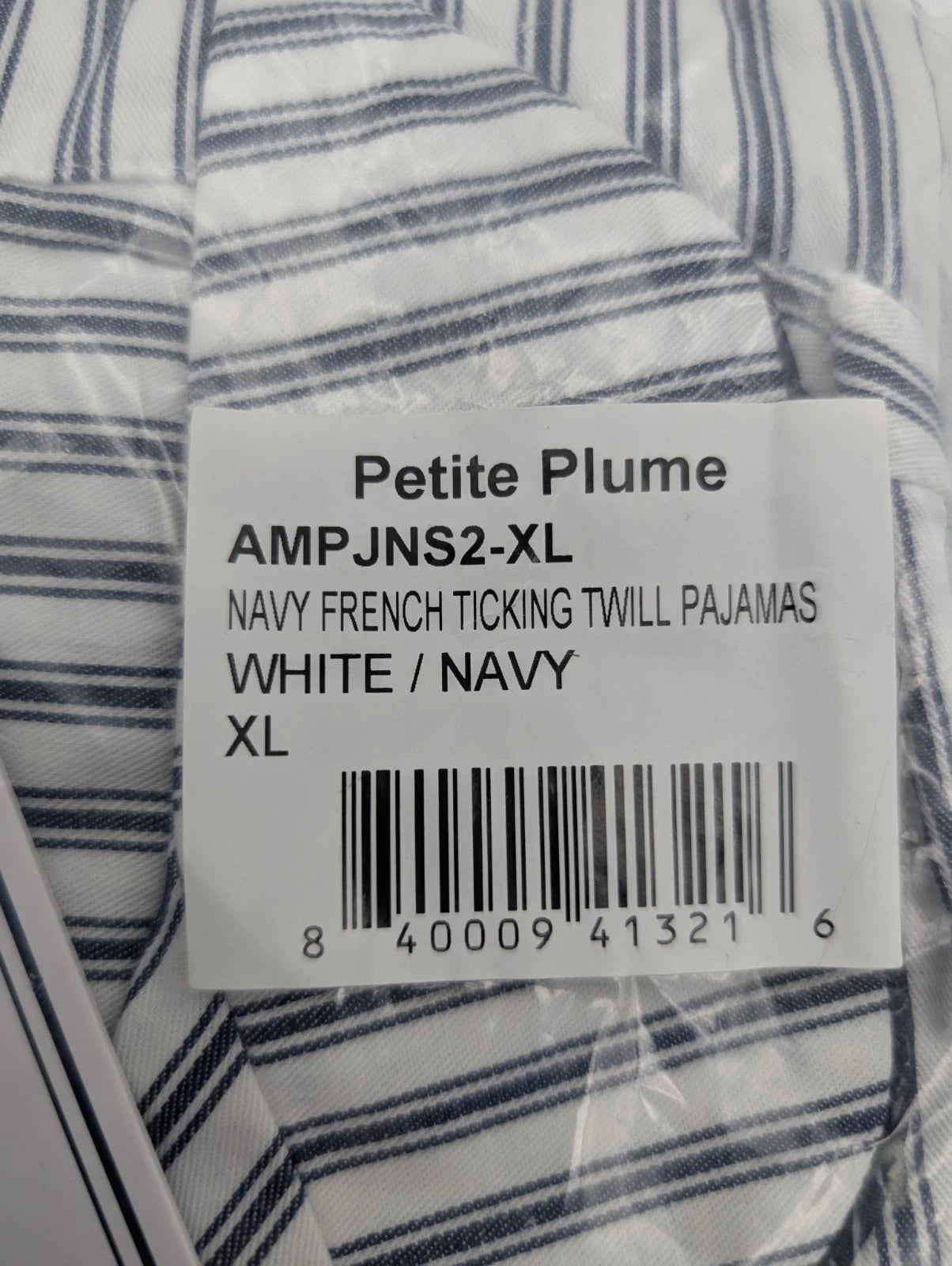 Men's Pima Pajama Set in Navy French Ticking XL New With Tags $118
