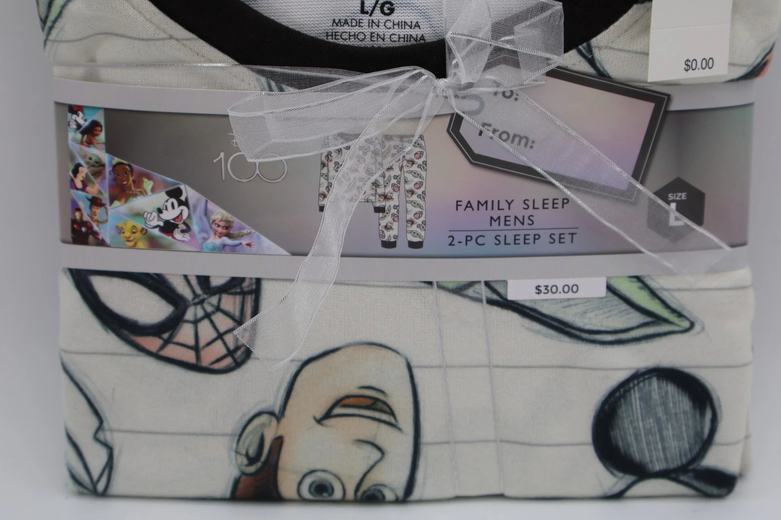Men's Disney 100 Character Mash Up 2pc Matching Family Pajama Set - White Large