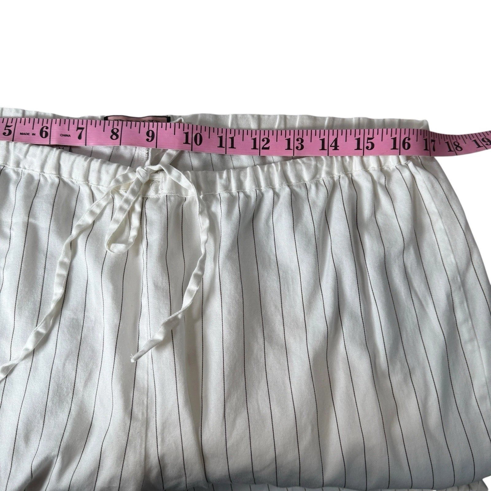 VTG Thomas Pink Pajamas Set M White Pinstripe 100% Cotton 2 Pc Lounge Sleepwear