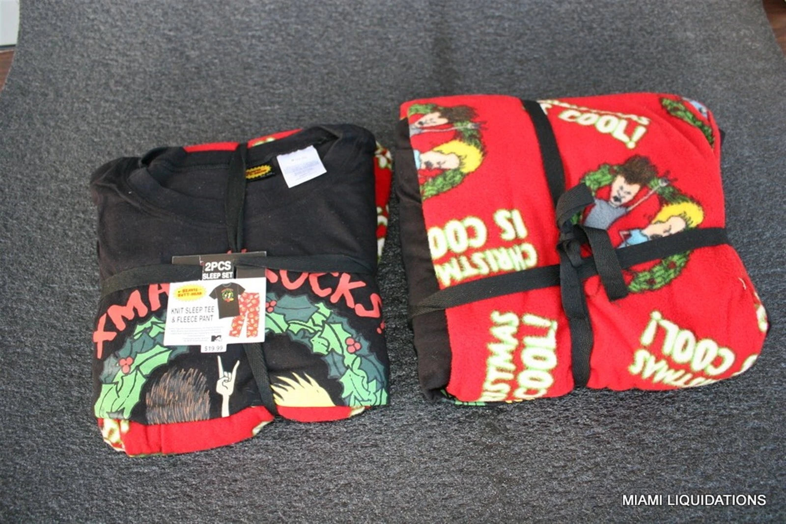 Pajama Set Knit Sleep Tee+Fleece Pant Beavis & Butthead XXL (44-46) Holiday Xmas