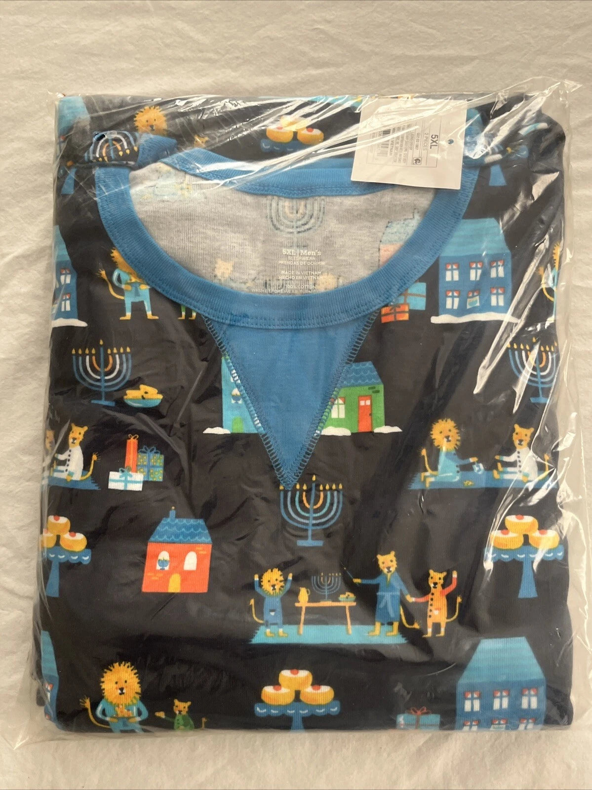 Wondershop Men's Hanukkah Lions Pajama 2-Piece Set Cotton Size 5XL