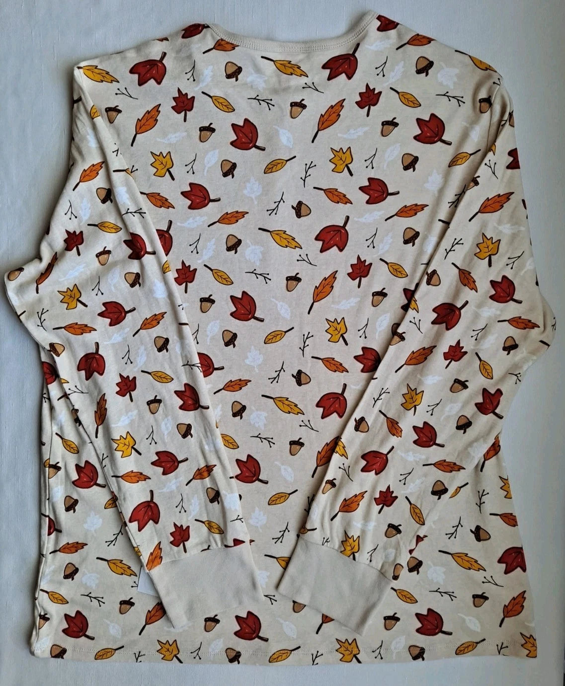 UNBRANDED MENS SZ XL 2-PIECE PAJAMA SET ACORN FALL LONG SLEEVE & PANTS NWT