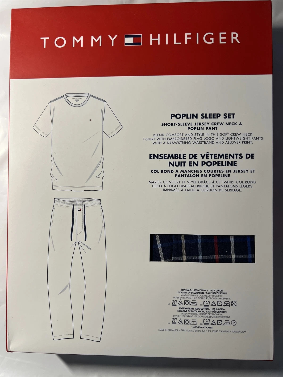 TOMMY HILFIGER POLPLIN COTTON SLEEPWEAR LOUNGE SET PAJAMA MEDIUM LARGE XL $65
