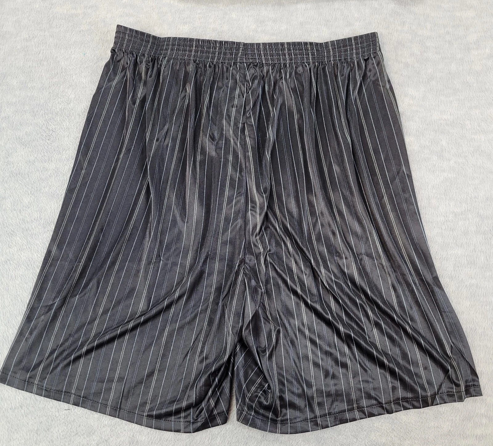 Stafford Pajama Set Satin Black Stripe Sleepwear S/S Shirt & Shorts Mens MT NWT