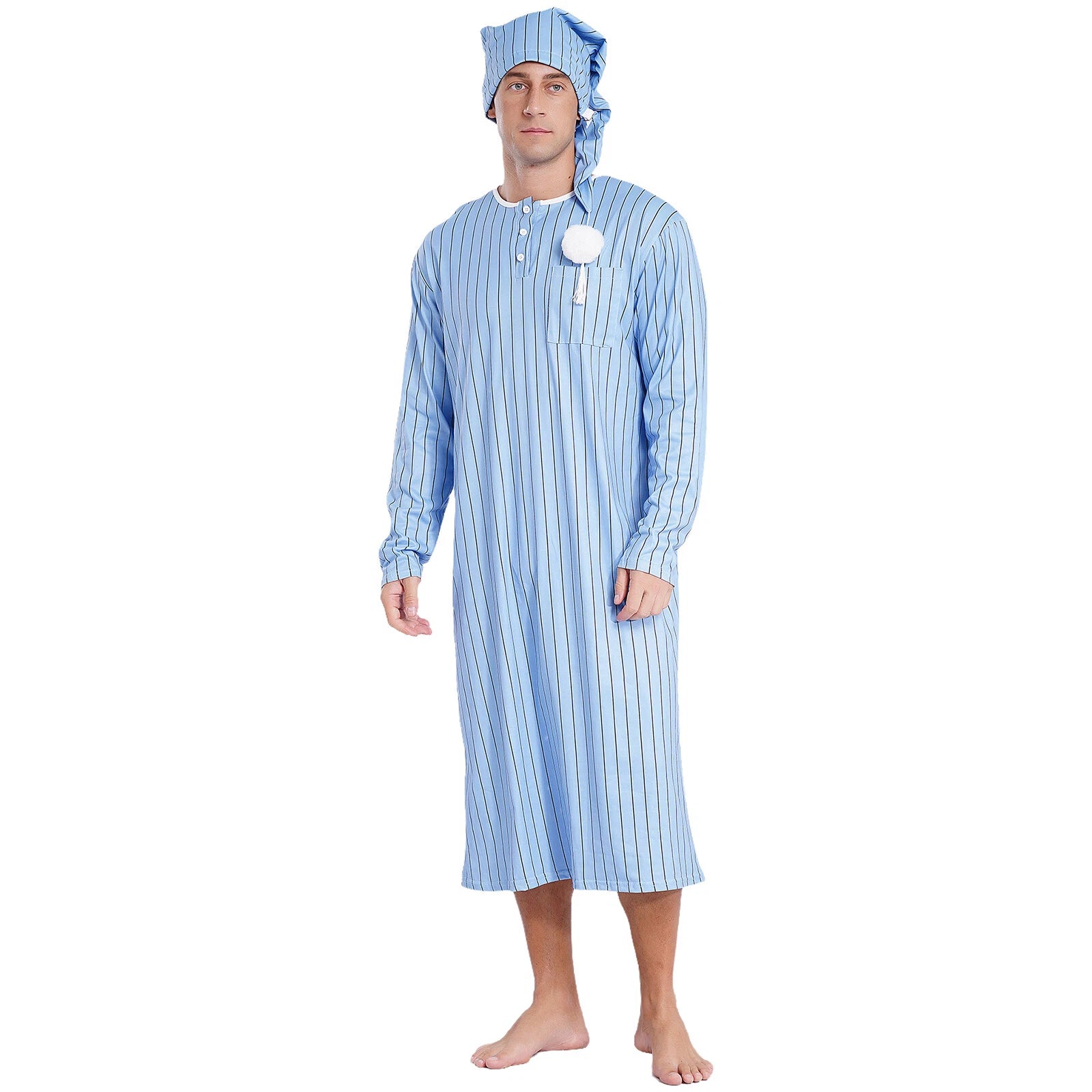 Mens Nightgowns Saudi Nightwear Plaid Pajamas Nightshirt Loungewear Sleeping Up