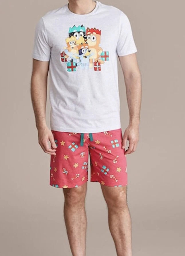 MENS size S genuine BLUEY Christmas Cotton Summer pyjamas small Target NEW A4397