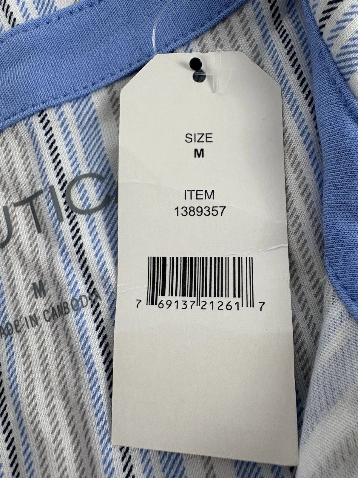 Nautica Mens 2 Piece Short Sleeved, Cropped Pants, Striped Pajama Set Size M