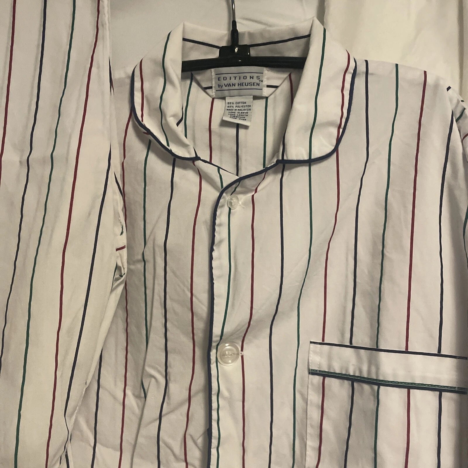 Van Heusen Editions Pajamas Men Size M Striped Cotton Poly PJs Nightwear