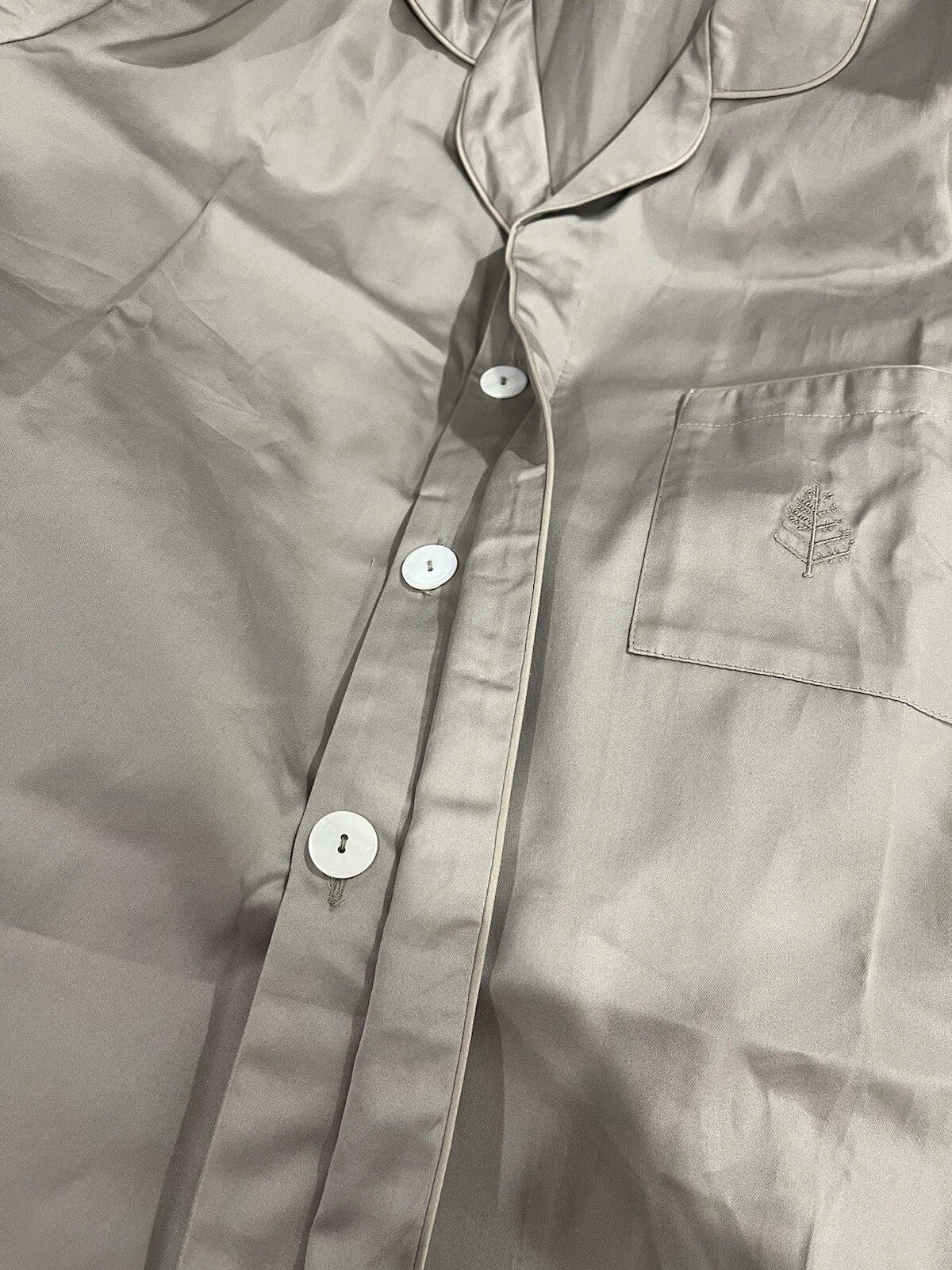 Quagliotti Italy New 2pc Men Pajamas L/XL Grey Taupe 100% Cotton Sateen