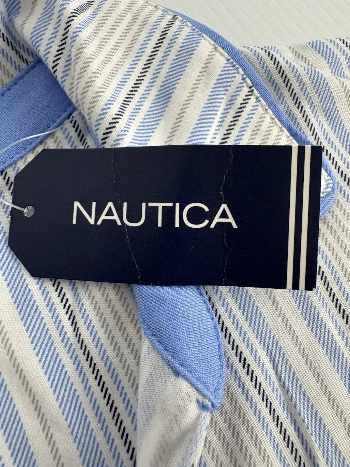Nautica Mens 2 Piece Short Sleeved, Cropped Pants, Striped Pajama Set Size M