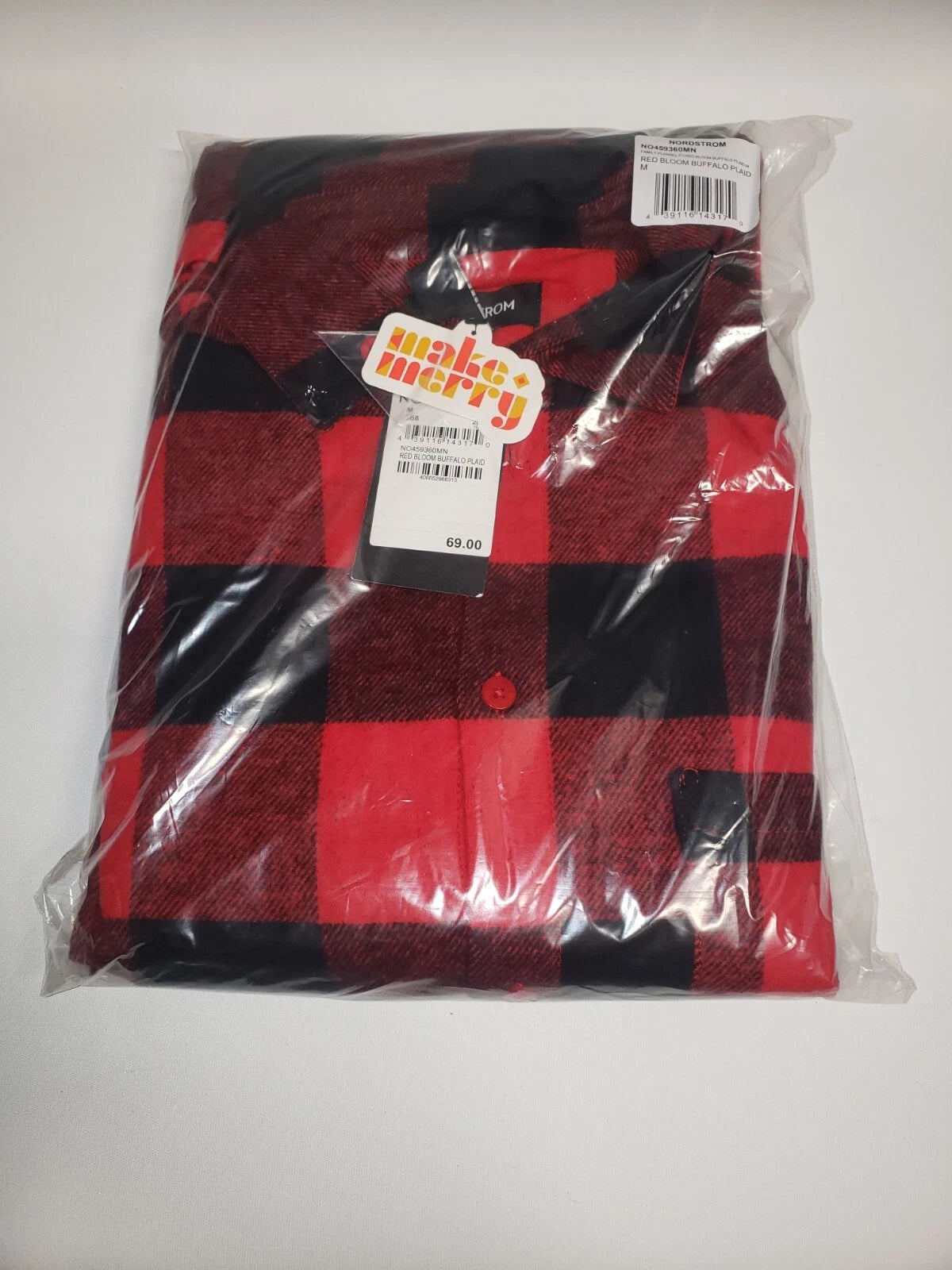 Nordstrom Pajama Set Mens MEDIUM Buffalo Plaid Flannel Long Sleeve Red $69 NEW
