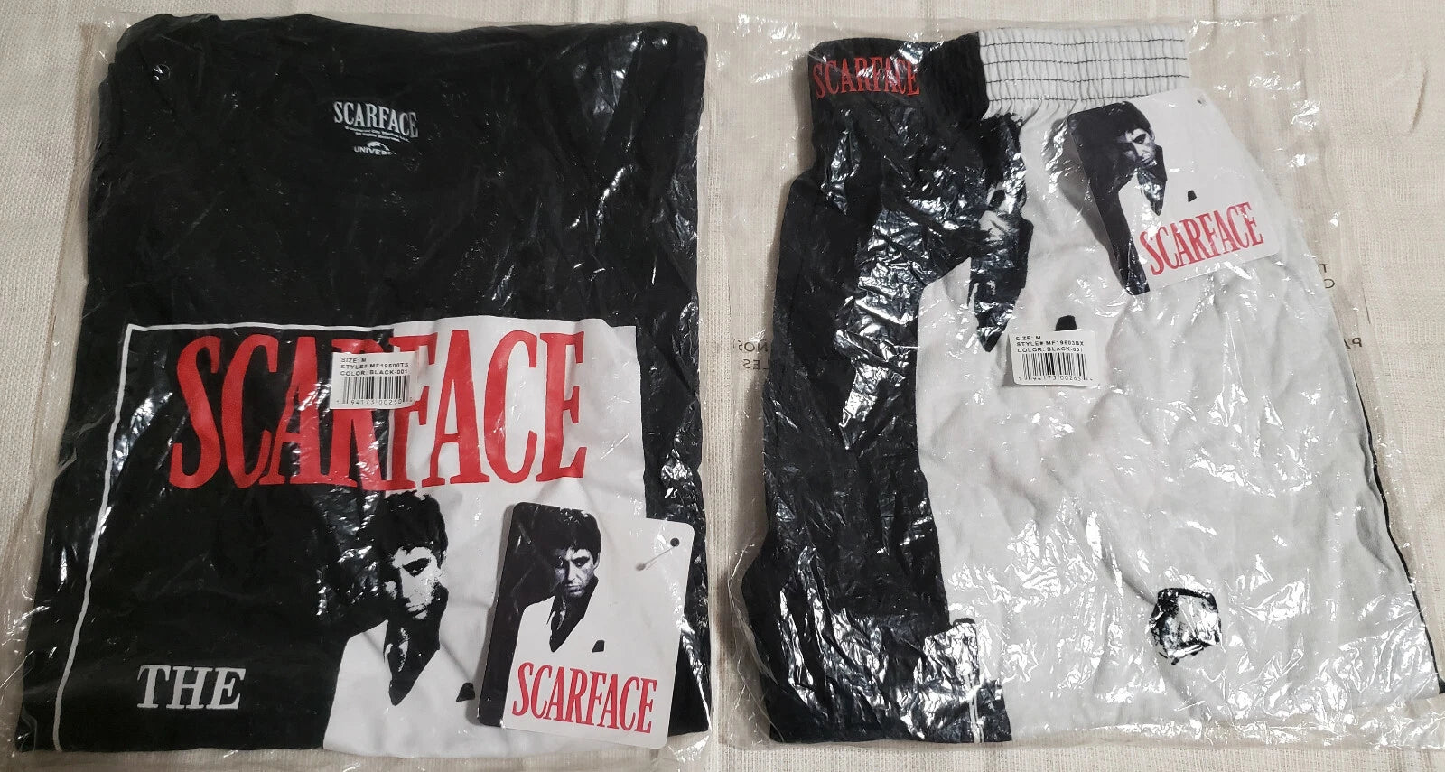 Scarface Tony Montana Shirt & Shorts Set Mens Sleepwear Loungewear Lounge PJ (M)