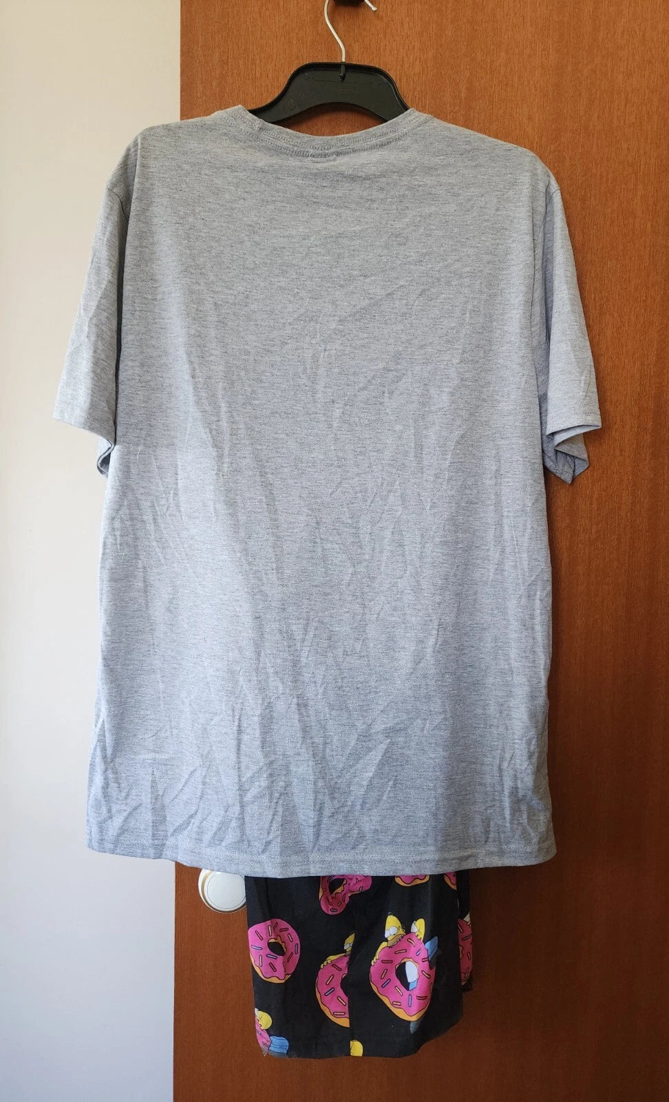 The Simpsons Mens Homer Donuts Grey Black Printed 2 Piece Pyjama Set Size S New