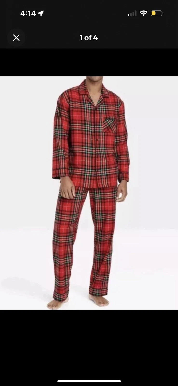 Wondershop Men’s Red Plaid Flannel Pajama Set Size XL Extra Large NEW