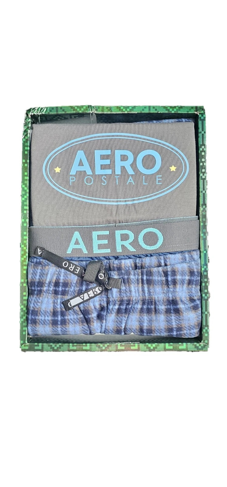 Men's Pajamas Aeropostale Sleepwear Loungewear Rare Gift Set Box 3-Piece SM - XL