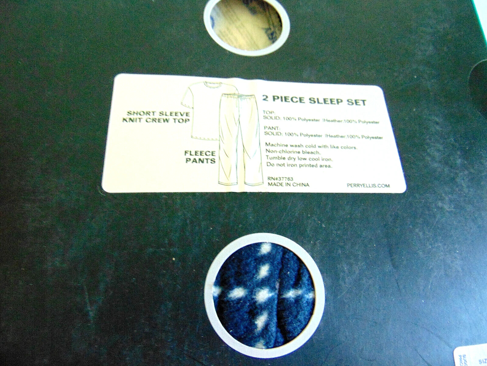 Pajama Set Men's XL Blue Crew Knit Top Fleece Multi Gray Plaid Pant