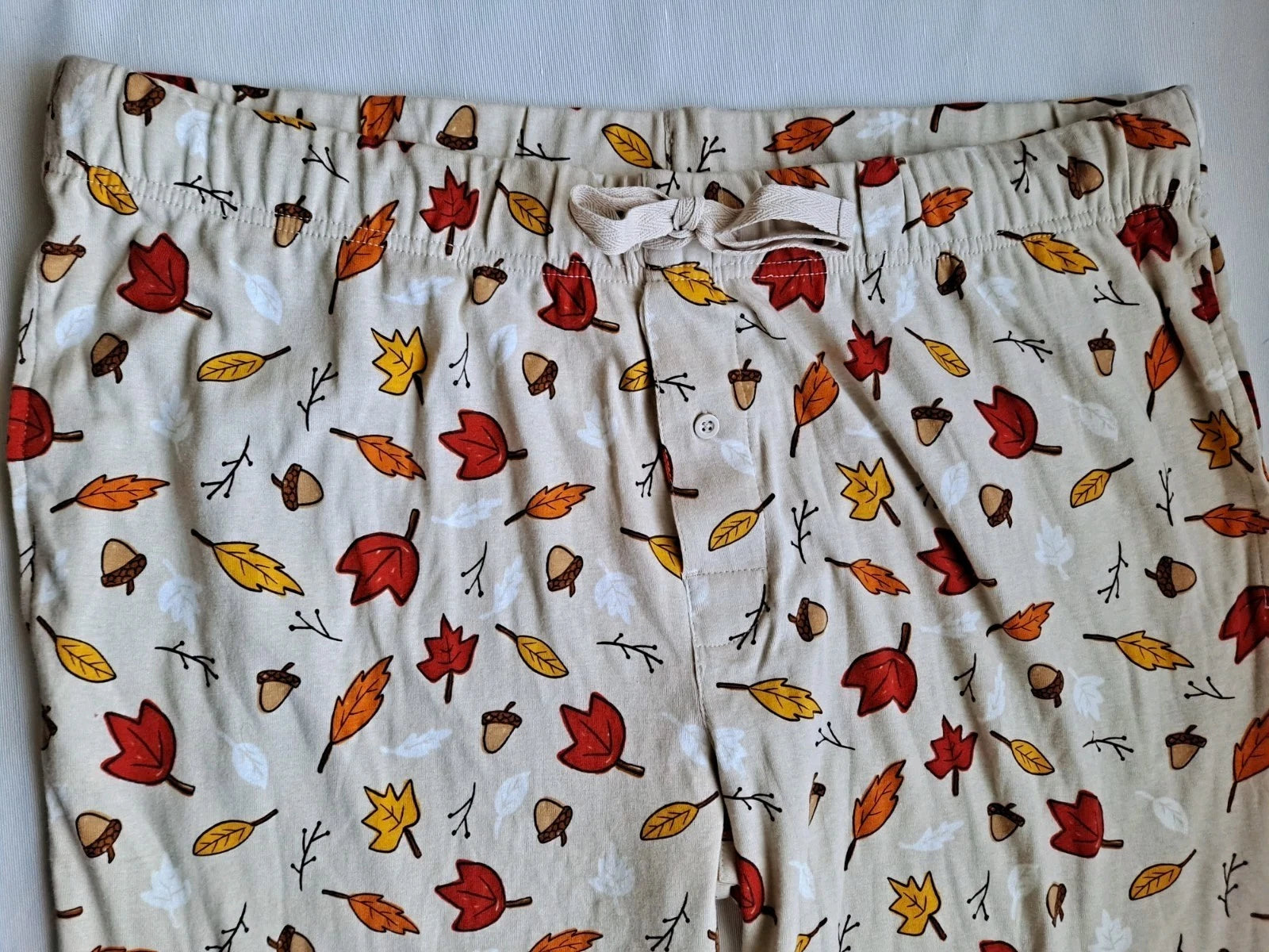 UNBRANDED MENS SZ XL 2-PIECE PAJAMA SET ACORN FALL LONG SLEEVE & PANTS NWT