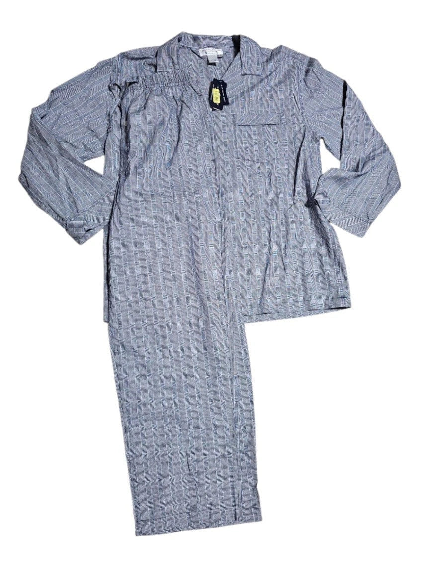 NWT SZ M Roundtree & Yorke Mens Sleepwear 2 Pc Long Sleeve & Pant W/ Pockets/ZZ