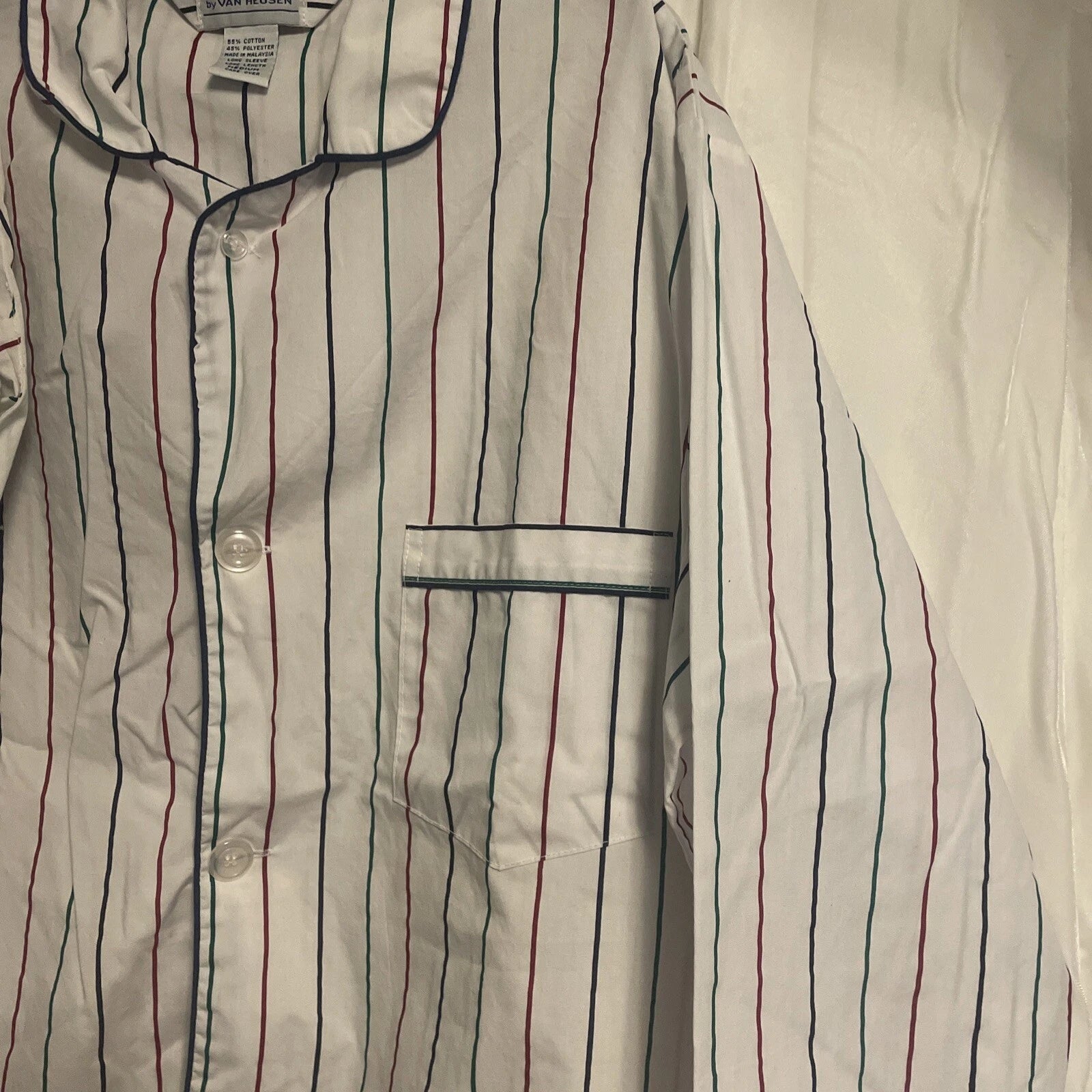 Van Heusen Editions Pajamas Men Size M Striped Cotton Poly PJs Nightwear