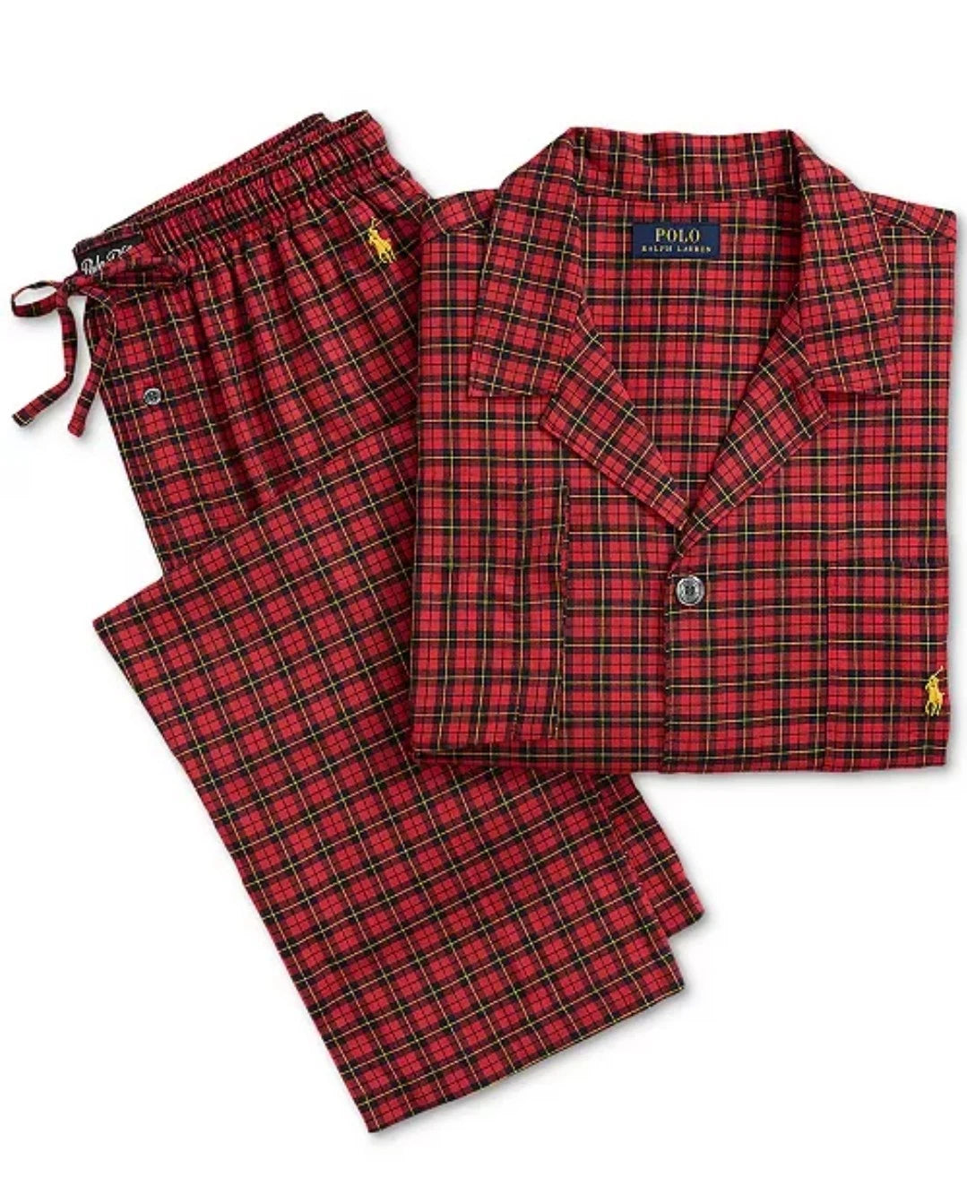 Polo Ralph Lauren Men's 2-Pc. Plaid Flannel Pajamas Set Size L Color Plaid Red