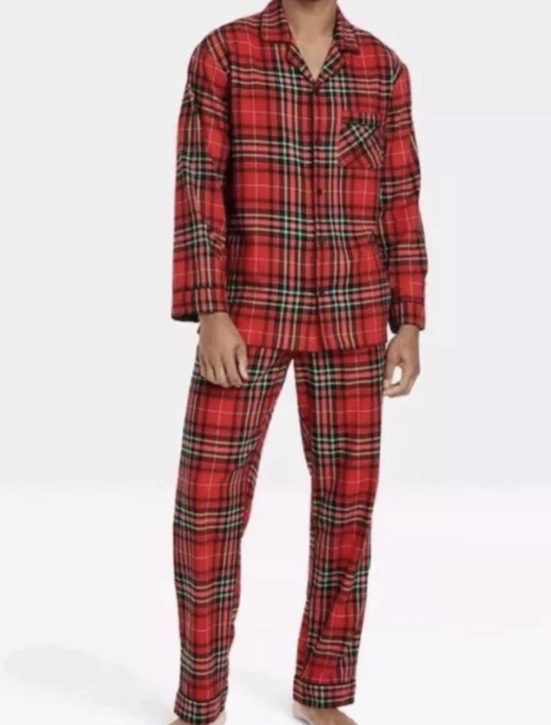 Wondershop Men’s Red Plaid Flannel Pajama Set Size XL Extra Large NEW