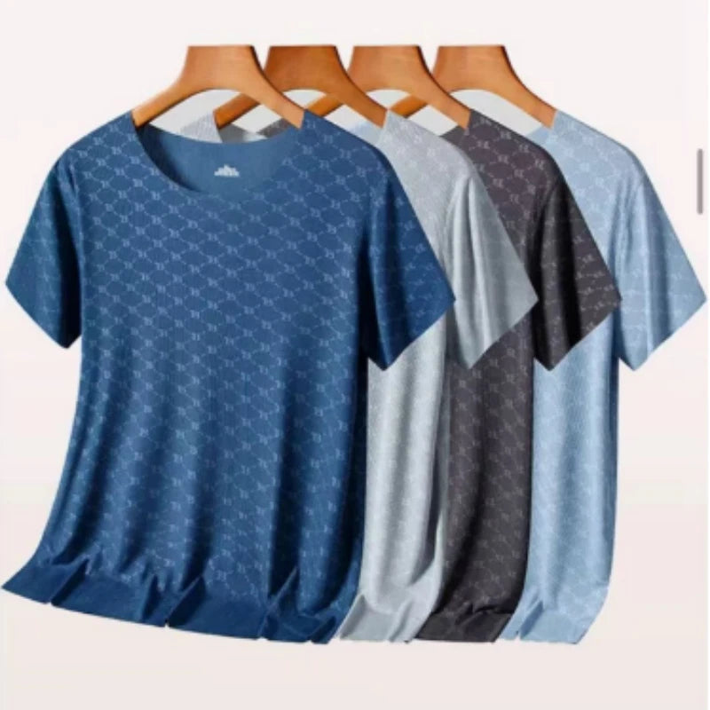 Summer Men's Home Wear Short Sleeve Modal Printing Pajama Pants Suit Cool Touch