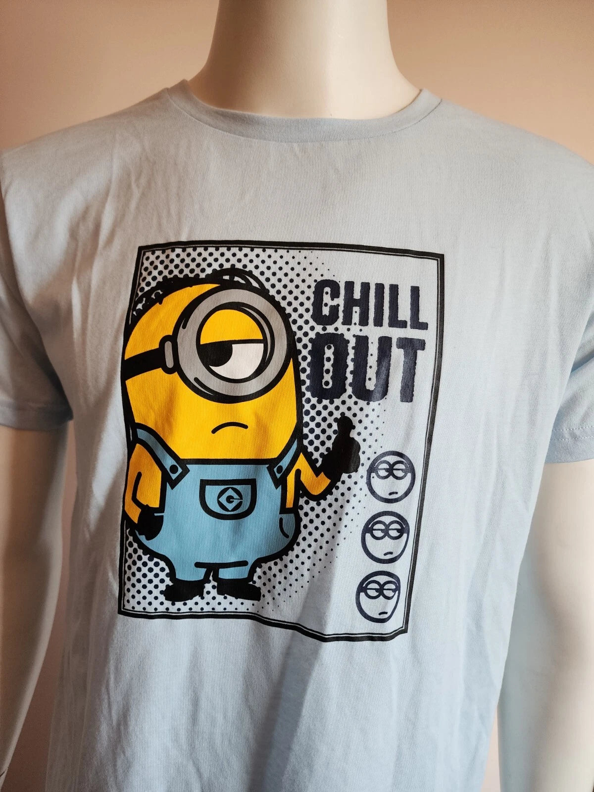 Minions Mens Chill Out Blue Printed 2 Piece Short Sleeve Pyjama Set Size S New