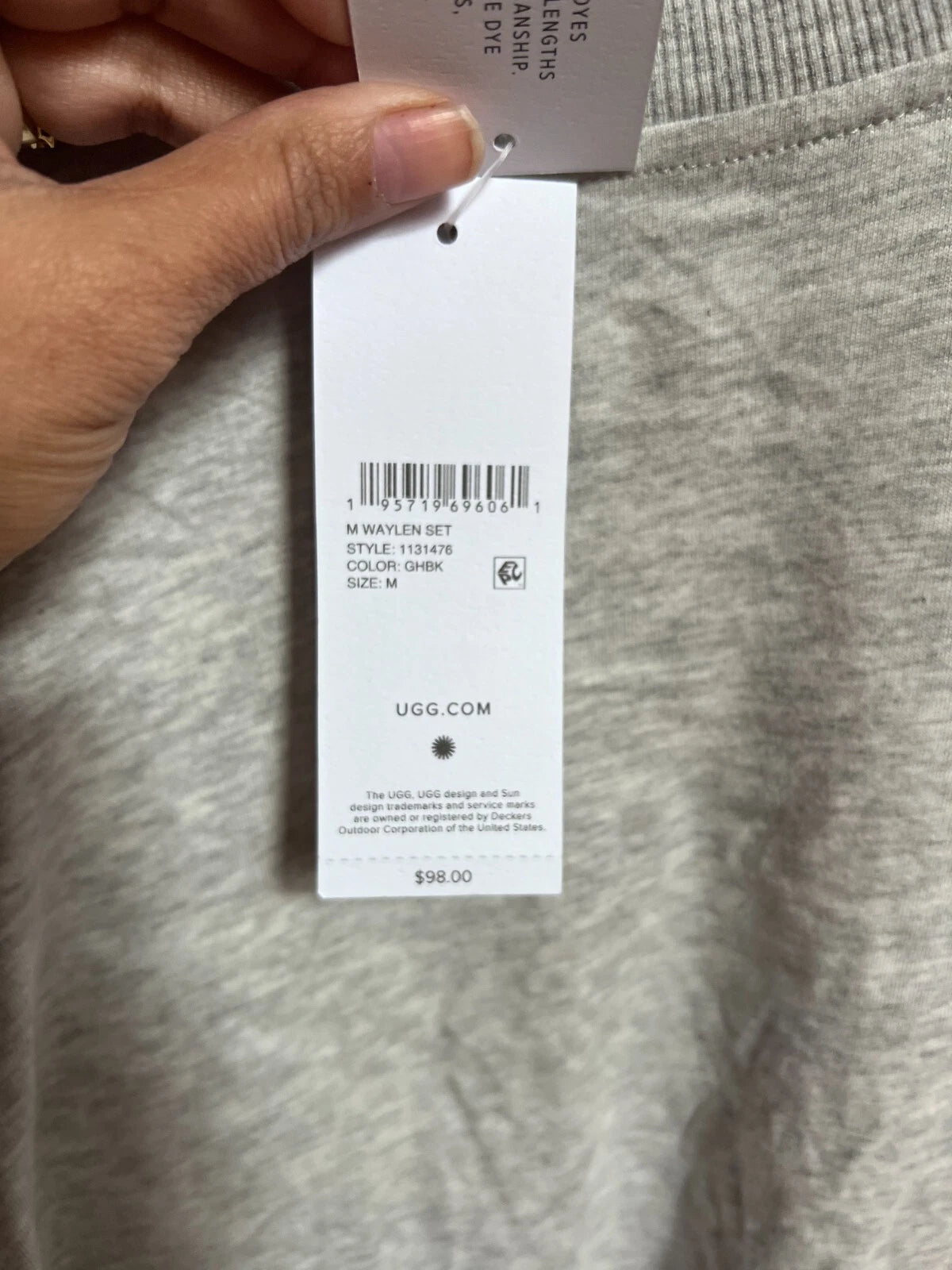 New UGG Men's Waylen 2 Piece Pajama Set Grey Heather Long Sleeve M