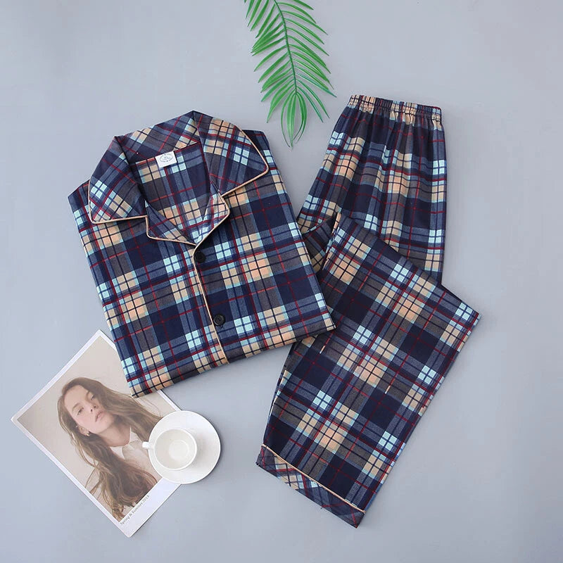 Men's Pajama Set, Long Sleeve Cotton Top + Pants Breathable Cozy Loungewear