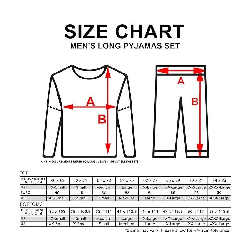 Men's Disney Mickey Sketch Long Pyjamas Set Pajama Pyjamas Pjs Size Large