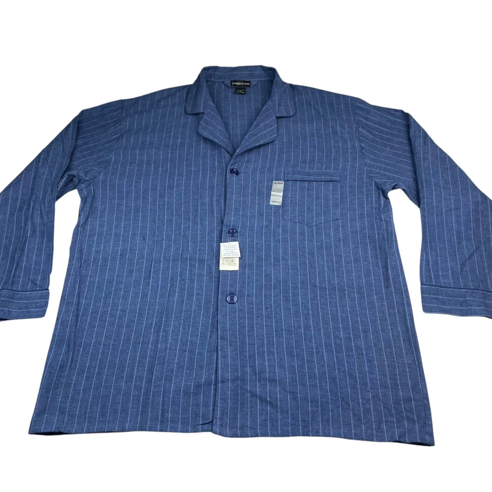 NEW Joseph & Lyman Men's Flannel Button Pajama Set Blue Pinstripe • XL
