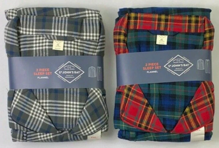 NEW Men's  St. John's Bay 2 Piece Flannel Plaid Pajama Sleep Set