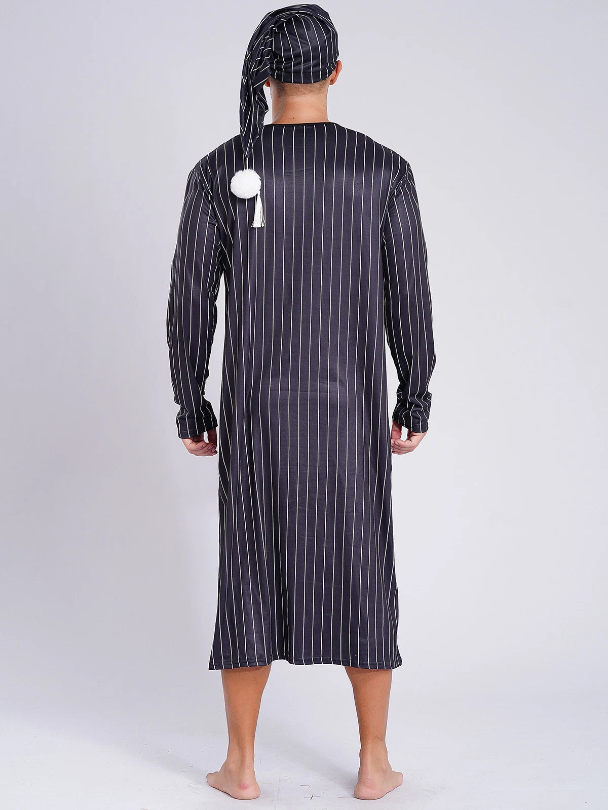 Mens Nightgowns Arabian Pajamas Striped Nightwear Loose Fit Up Cosplay Costume