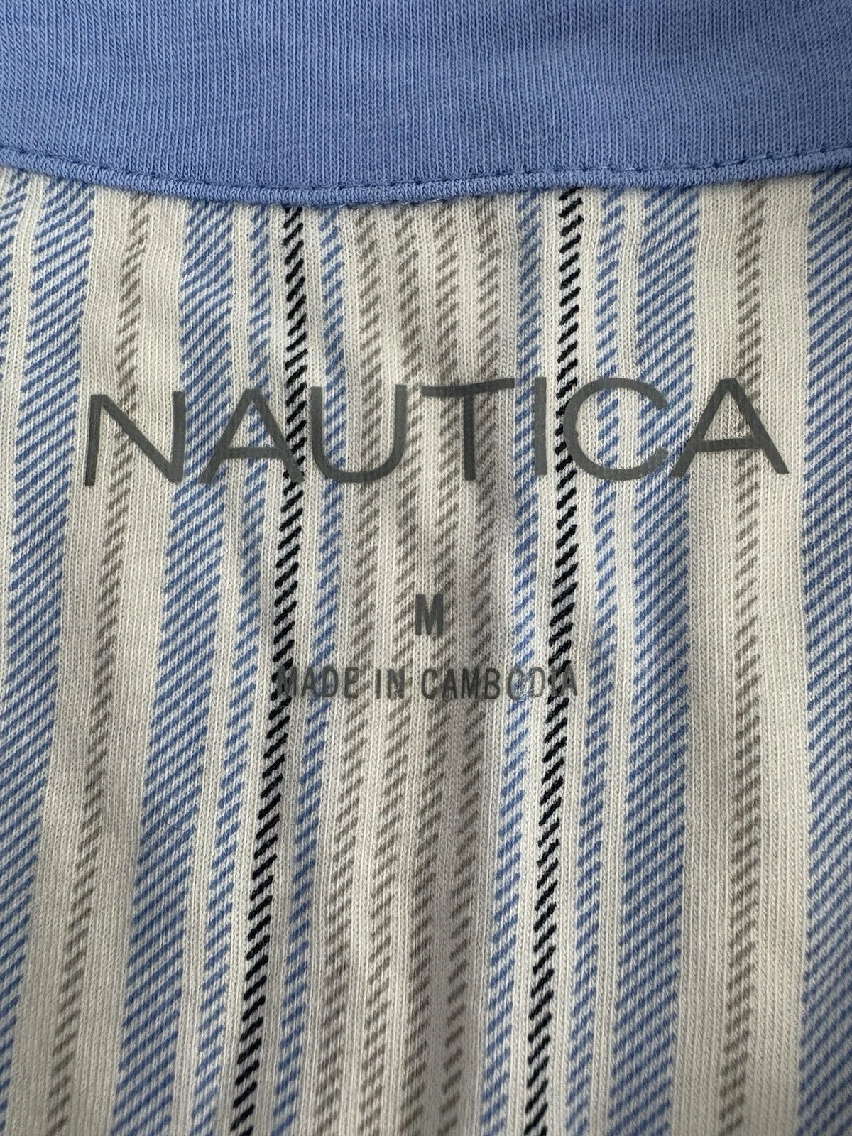 Nautica Mens 2 Piece Short Sleeved, Cropped Pants, Striped Pajama Set Size M