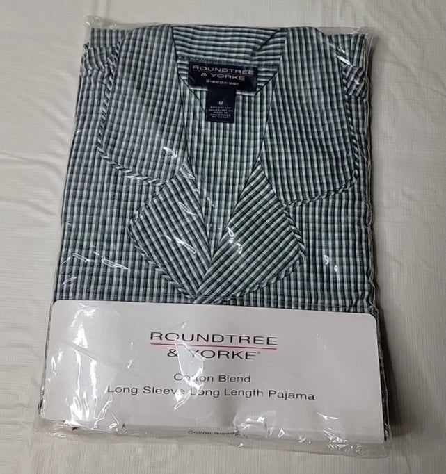 ROUNDTREE & YORKE Sleepwear MEDIUM Pajama Lounge 2piece Set Checked Pattern