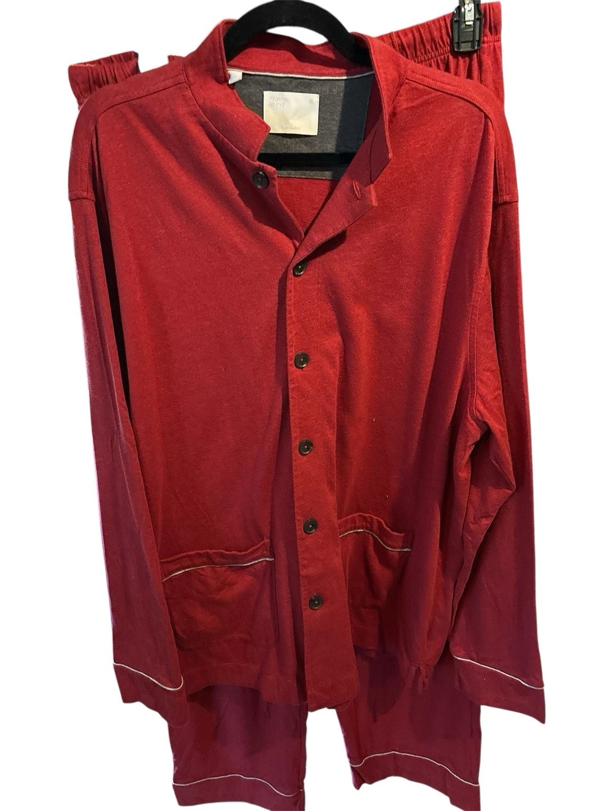 Pyjama By Pye Set Mens XL LONG 100% Cotton Cranberry RED Pockets NWOT