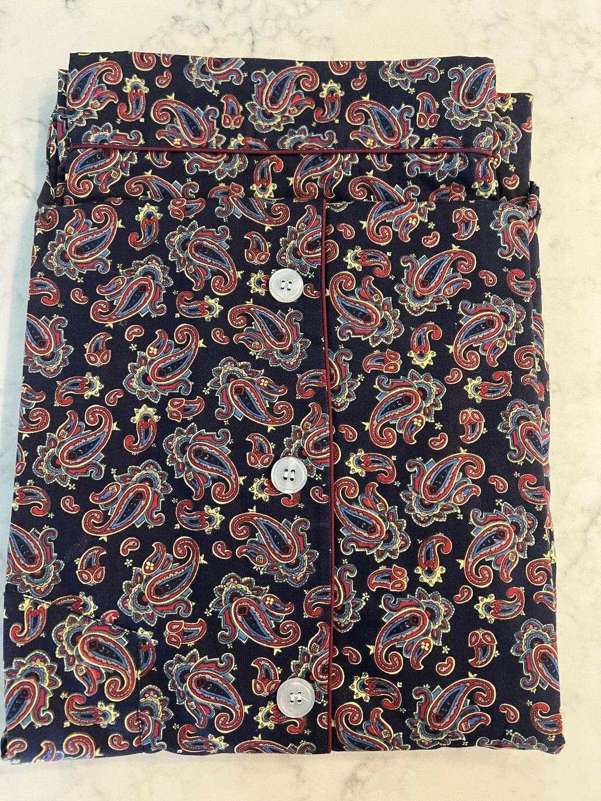 New Vintage  Men’s Paisley Print Pajama Set Classic Fit Collection Medium